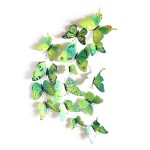 3D butterflies with magnet, house or event decorations, set of 12 pieces, green color